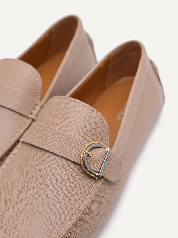 Leather Moccasins with Buckle Detail