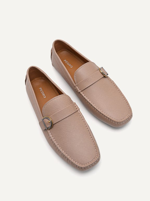 Leather Moccasins with Buckle Detail