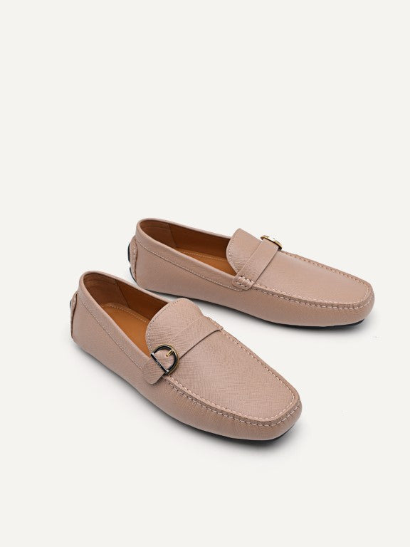 Leather Moccasins with Buckle Detail