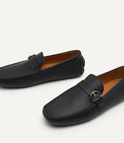 Leather Moccasins with Buckle Detail