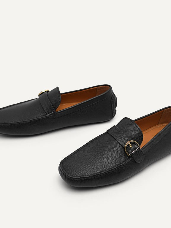 Leather Moccasins with Buckle Detail