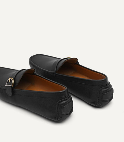 Leather Moccasins with Buckle Detail