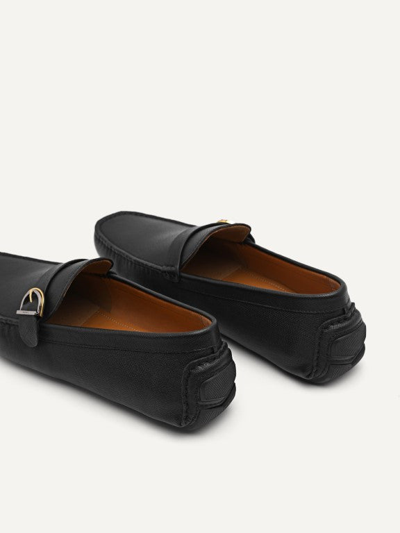 Leather Moccasins with Buckle Detail