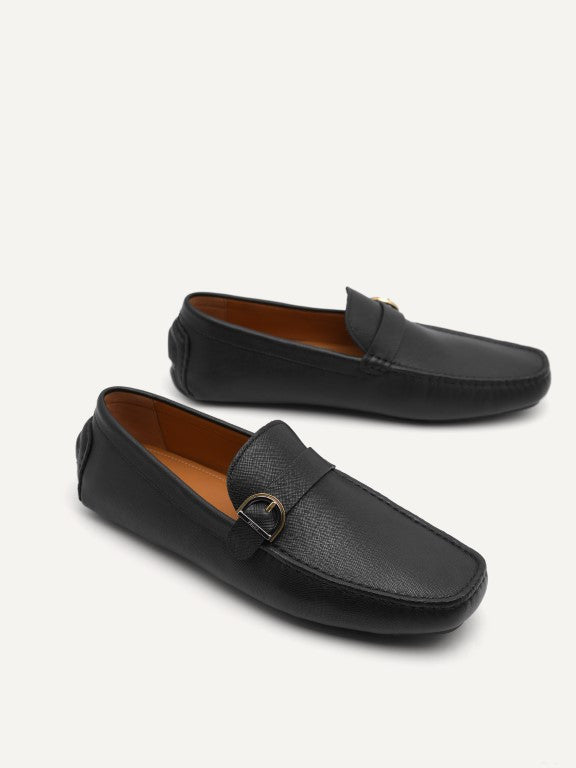 Leather Moccasins with Buckle Detail