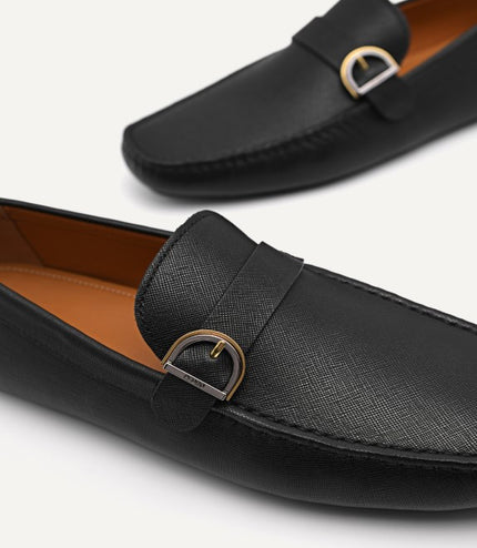 Leather Moccasins with Buckle Detail
