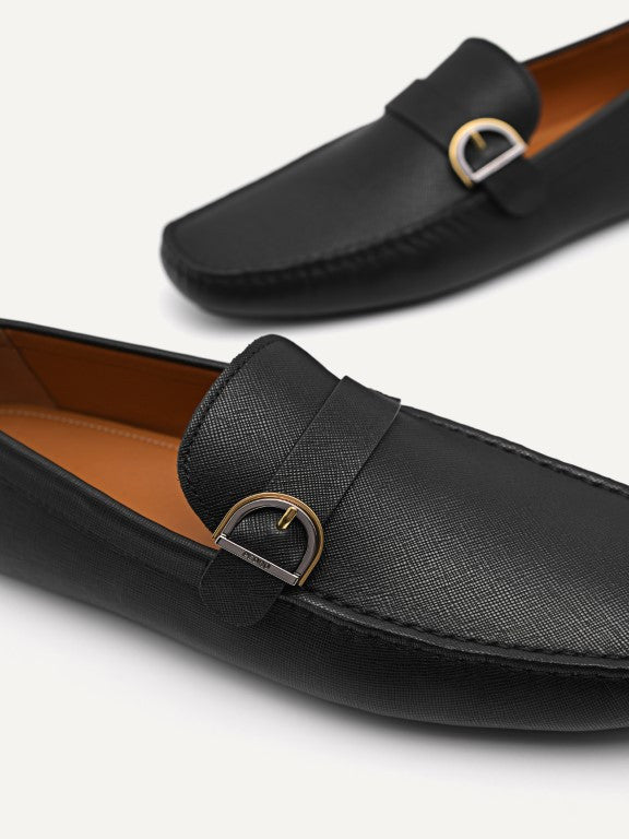 Leather Moccasins with Buckle Detail