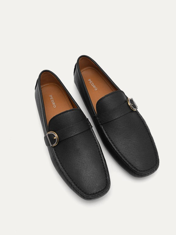 Leather Moccasins with Buckle Detail