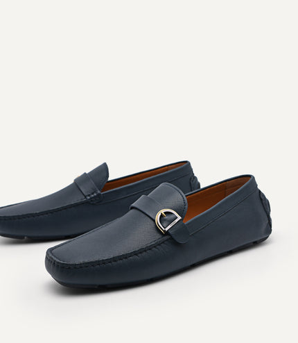 Leather Moccasins with Buckle Detail