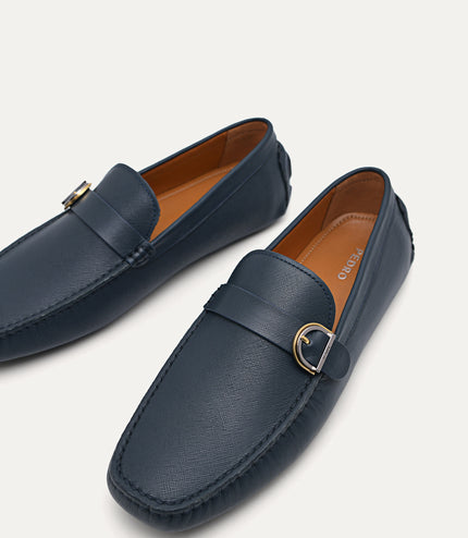 Leather Moccasins with Buckle Detail