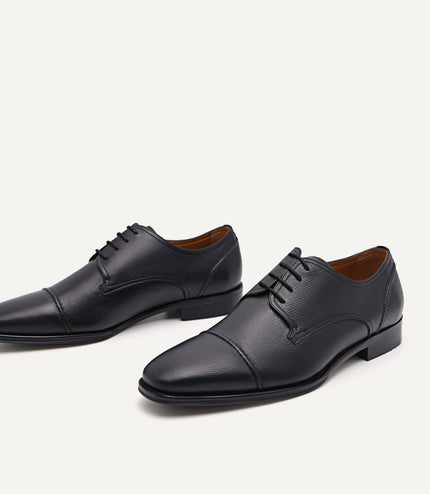 Textured Leather Cap Toe Derby Shoes