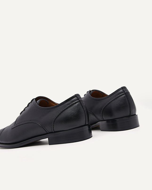 Textured Leather Cap Toe Derby Shoes