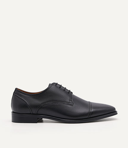 Textured Leather Cap Toe Derby Shoes