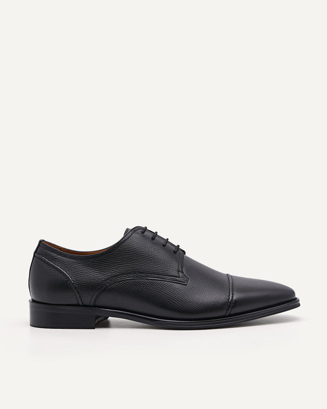 Textured Leather Cap Toe Derby Shoes