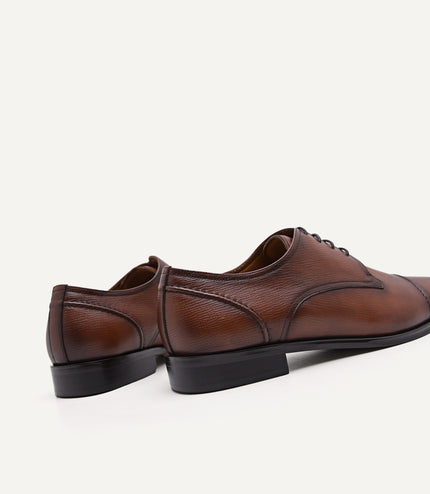 Textured Leather Cap Toe Derby Shoes