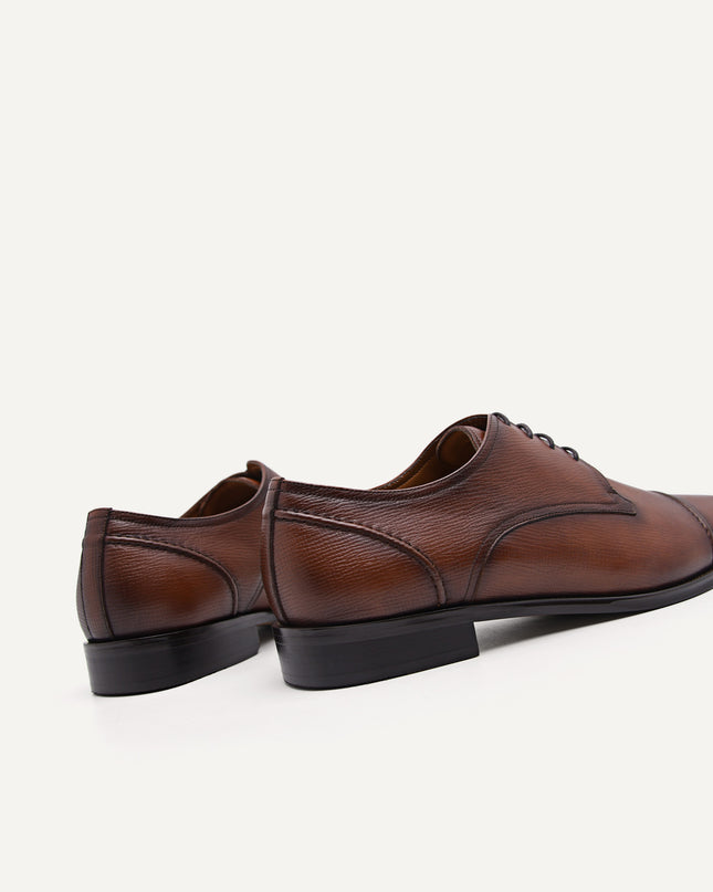 Textured Leather Cap Toe Derby Shoes