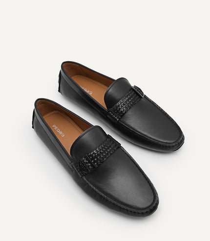 Raffia Braided Leather Moccasins