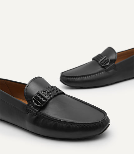 Raffia Braided Leather Moccasins