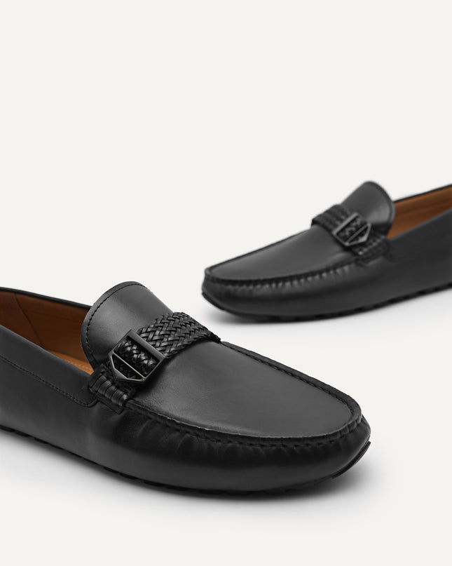 Raffia Braided Leather Moccasins