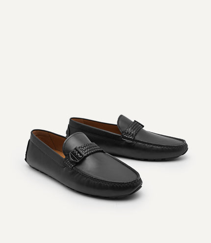 Raffia Braided Leather Moccasins