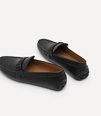 Raffia Braided Leather Moccasins