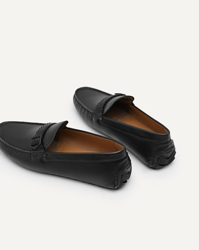 Raffia Braided Leather Moccasins