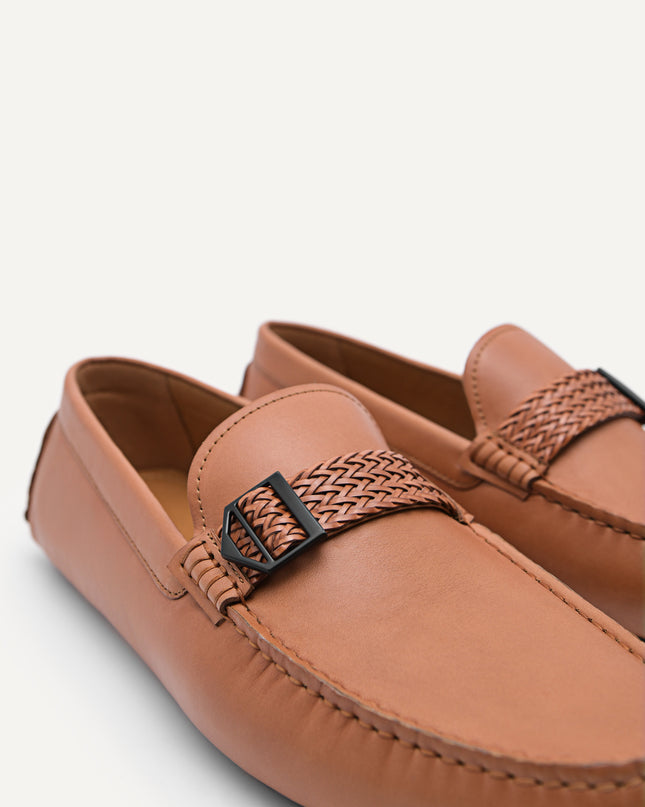 Raffia Braided Leather Moccasins