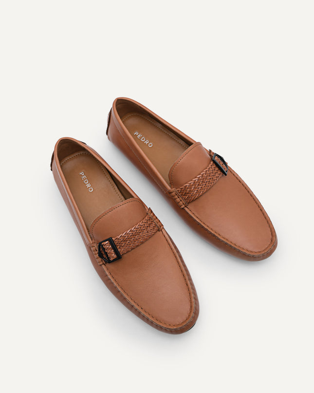 Raffia Braided Leather Moccasins