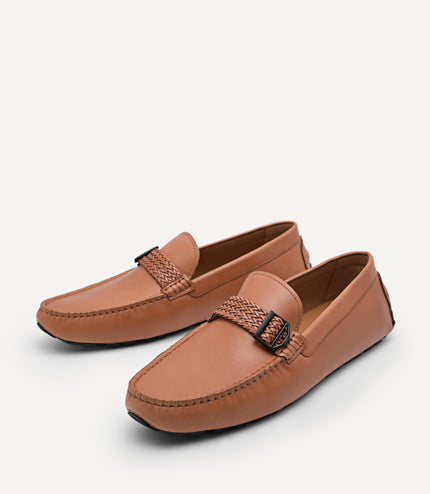 Raffia Braided Leather Moccasins