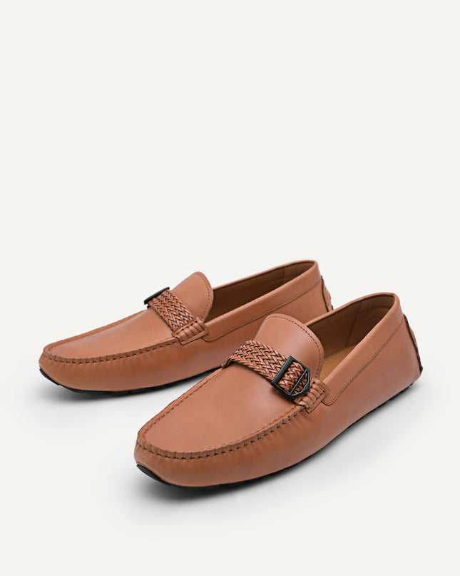 Raffia Braided Leather Moccasins