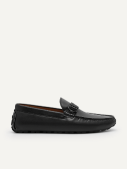 Raffia Braided Leather Moccasins
