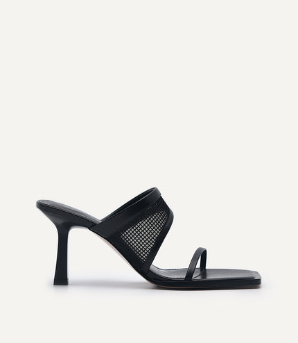 Capri Double Strap Mesh Heeled Sandals
