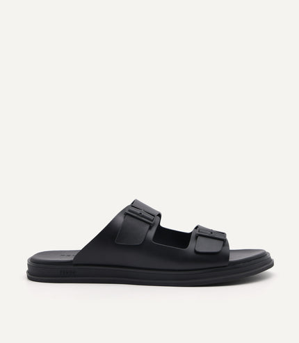Monochrome Double Strap Slide Sandals