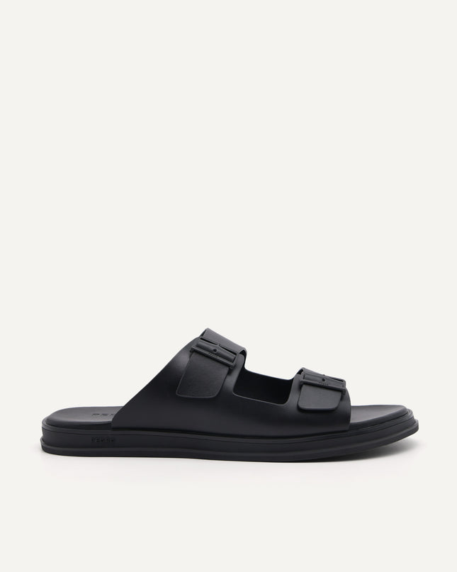 Monochrome Double Strap Slide Sandals
