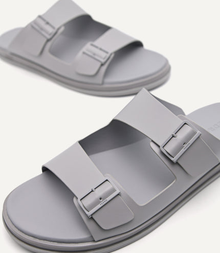 Monochrome Double Strap Slide Sandals