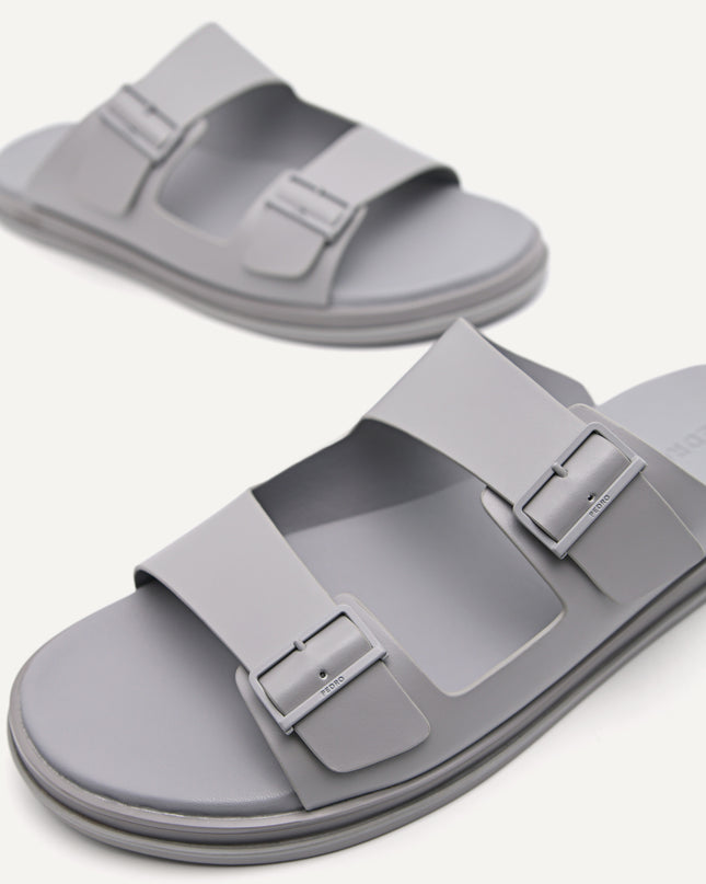 Monochrome Double Strap Slide Sandals