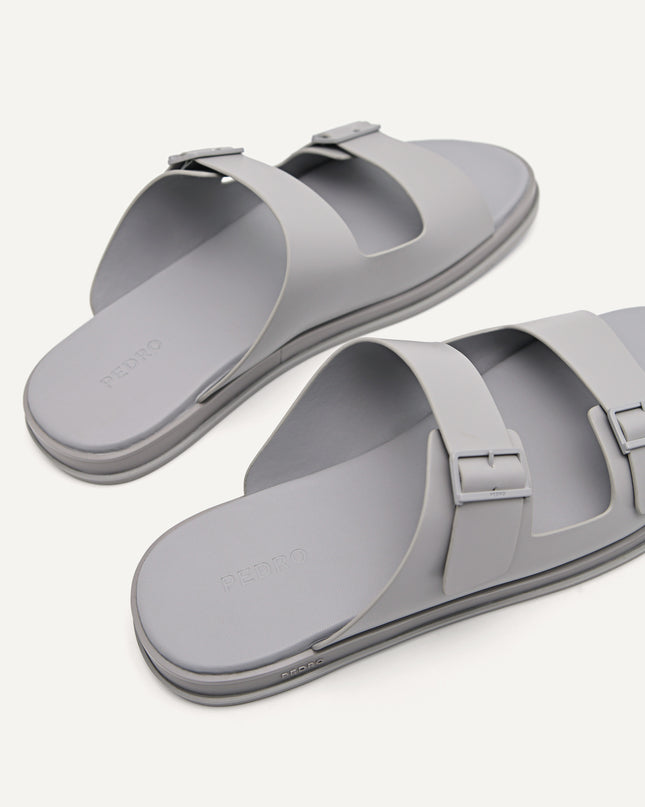 Monochrome Double Strap Slide Sandals