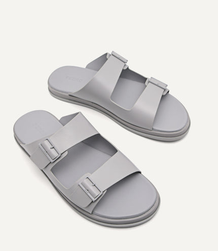 Monochrome Double Strap Slide Sandals