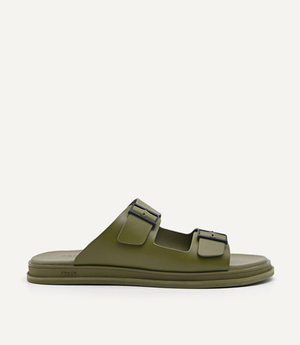 Monochrome Double Strap Slide Sandals