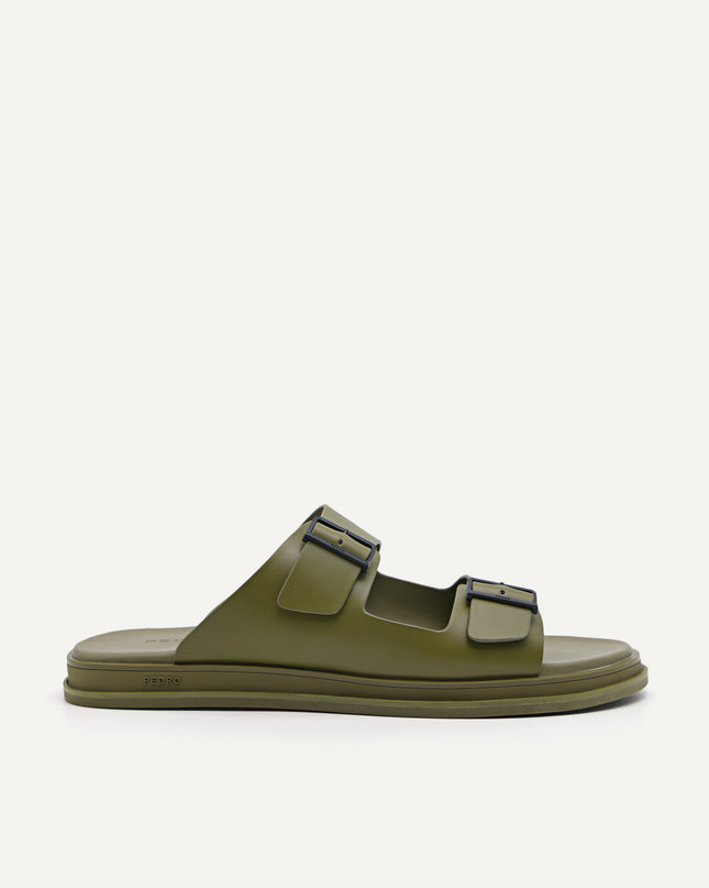 Monochrome Double Strap Slide Sandals