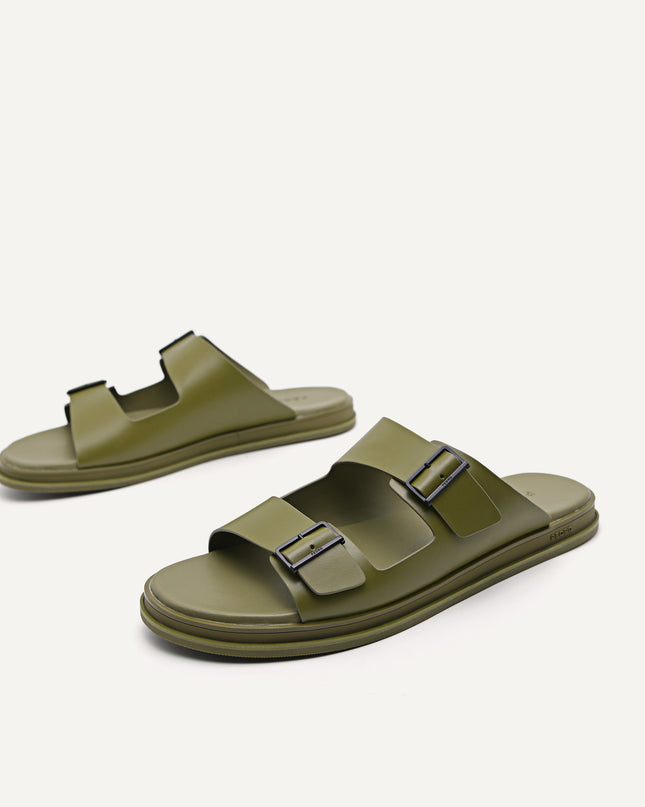 Monochrome Double Strap Slide Sandals