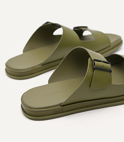Monochrome Double Strap Slide Sandals