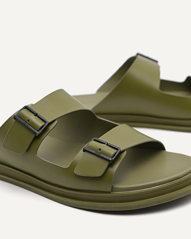 Monochrome Double Strap Slide Sandals