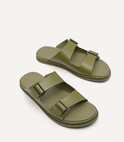 Monochrome Double Strap Slide Sandals