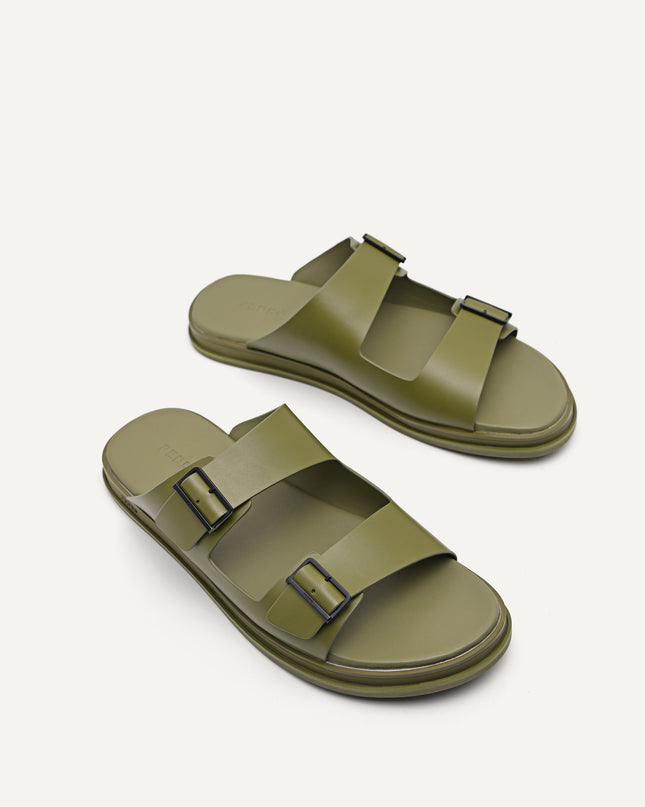 Monochrome Double Strap Slide Sandals