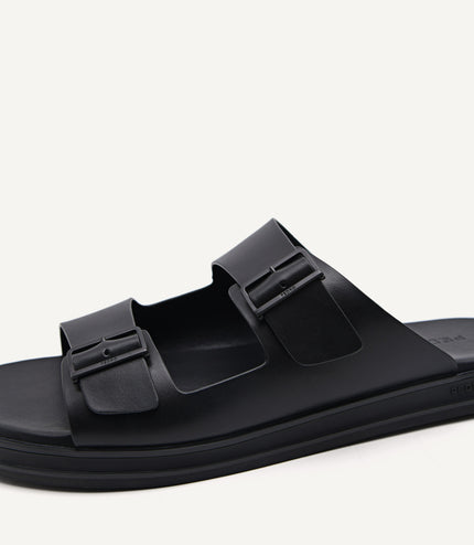 Monochrome Double Strap Slide Sandals