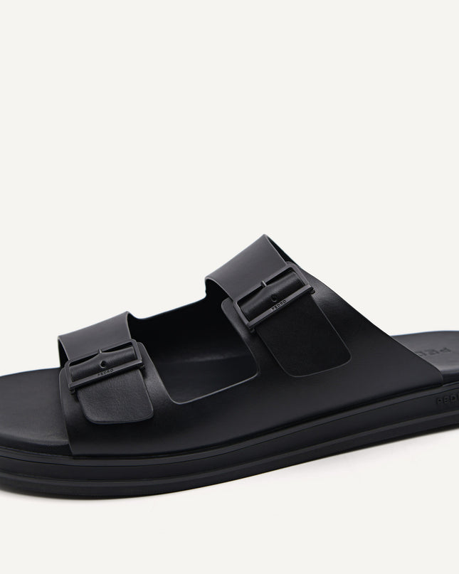 Monochrome Double Strap Slide Sandals
