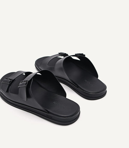 Monochrome Double Strap Slide Sandals