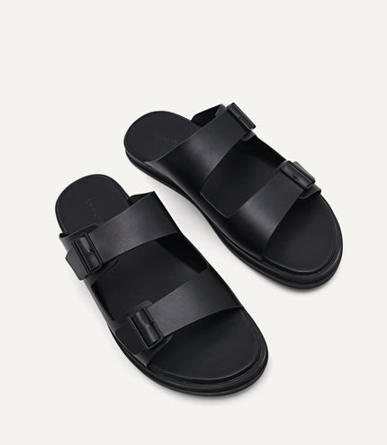 Monochrome Double Strap Slide Sandals