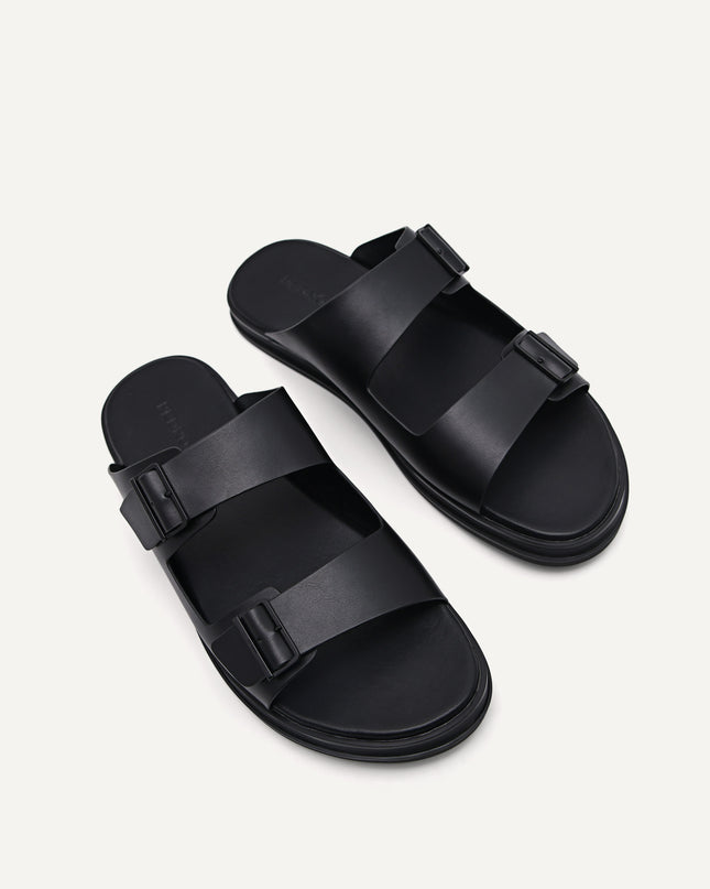 Monochrome Double Strap Slide Sandals