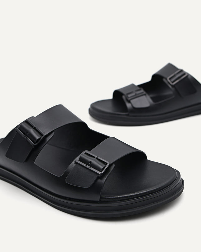 Monochrome Double Strap Slide Sandals